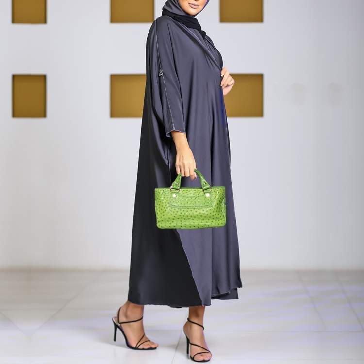 Pre Owned Celine Green Ostrich Leather Boogie Tote
