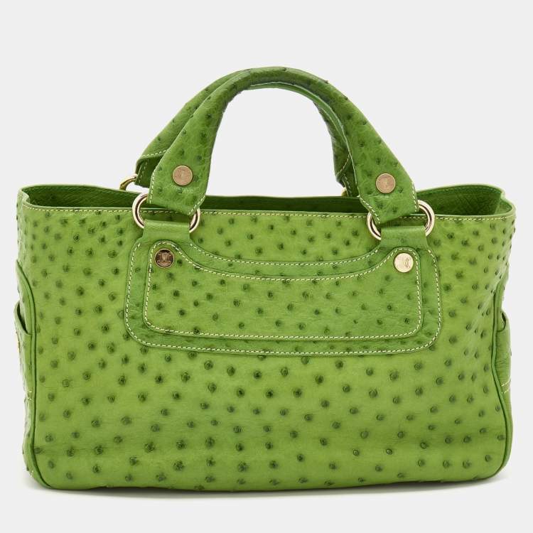 Pre Owned Celine Green Ostrich Leather Boogie Tote