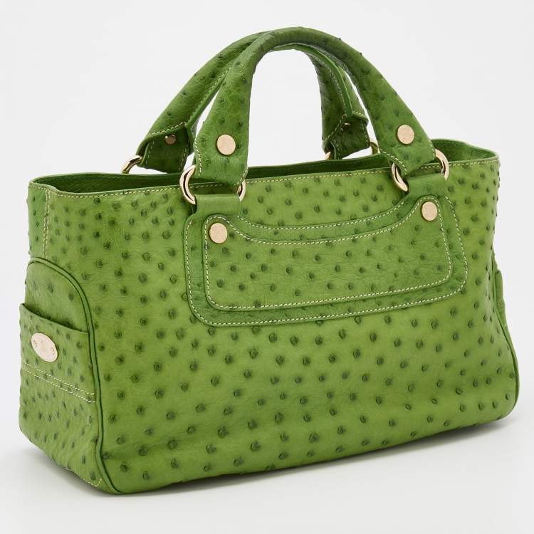 Pre Owned Celine Green Ostrich Leather Boogie Tote