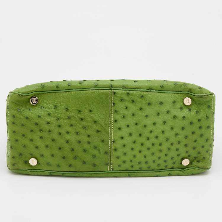 Pre Owned Celine Green Ostrich Leather Boogie Tote