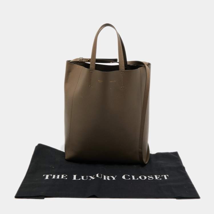 Pre Owned Celine Beige Grained Leather Small Vertical Cabas Tote