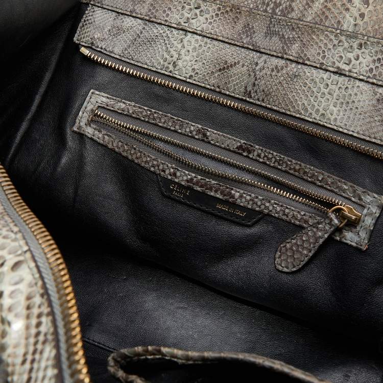 Pre Owned Celine Grey/Brown Python Mini Luggage Tote 