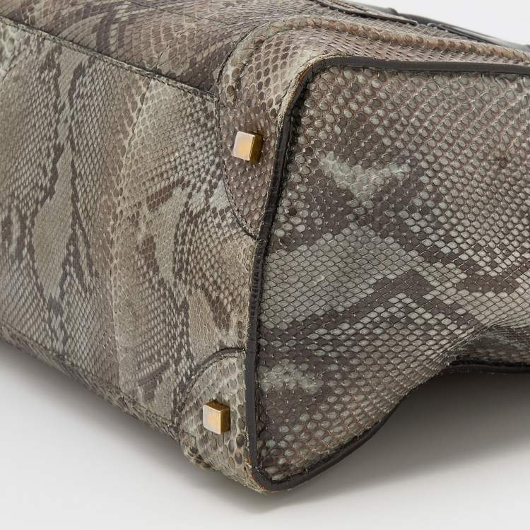 Pre Owned Celine Grey/Brown Python Mini Luggage Tote 