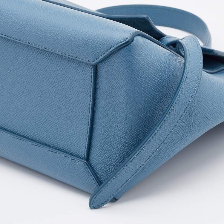 Pre Owned Celine Blue Leather Micro Belt Top Handle Bag
