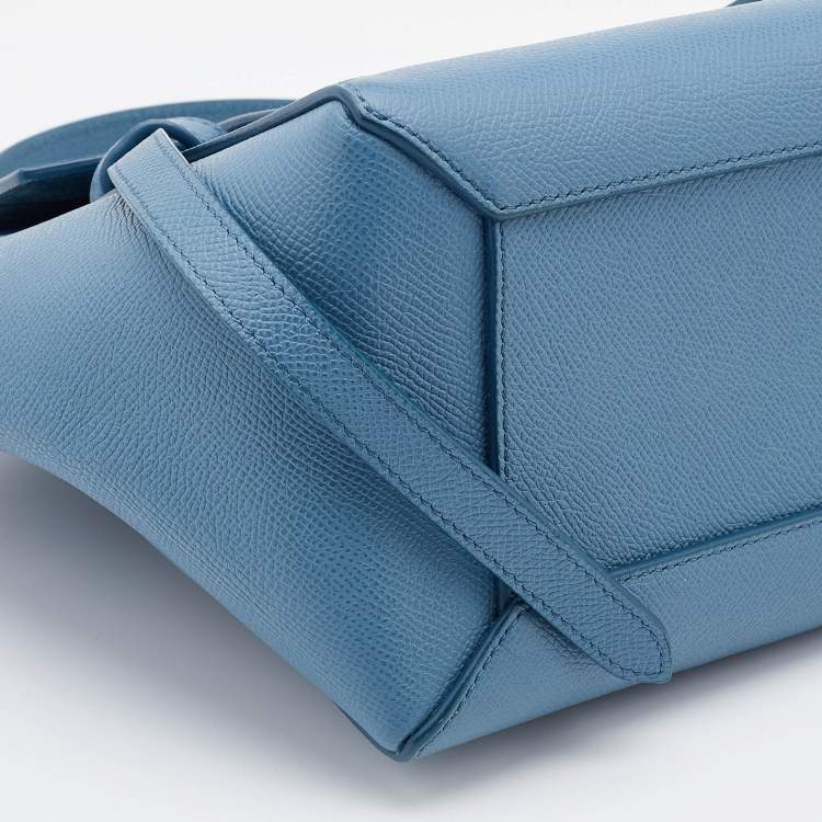 Pre Owned Celine Blue Leather Micro Belt Top Handle Bag