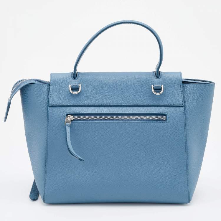 Pre Owned Celine Blue Leather Micro Belt Top Handle Bag