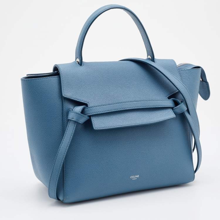 Pre Owned Celine Blue Leather Micro Belt Top Handle Bag
