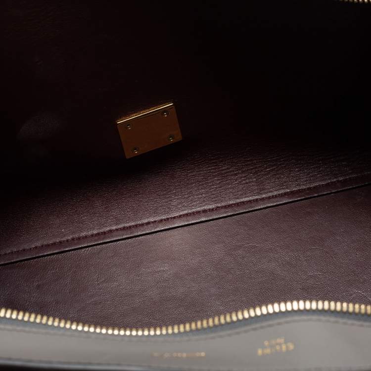 Pre Owned Celine Grey Croc Embossed Leather, Suede and Leather Medium Trapeze Bag