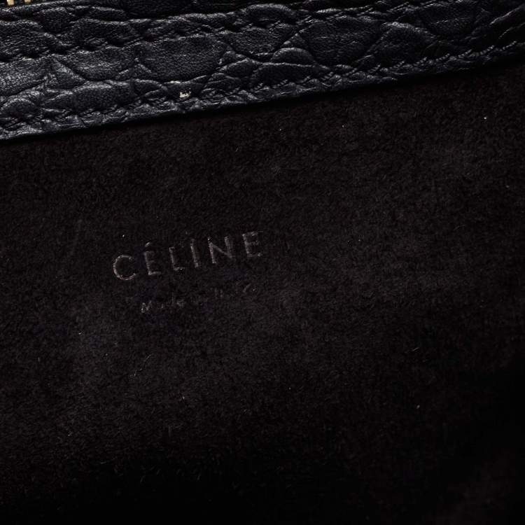 Pre Owned Celine Black Croc Embossed Leather Medium Phantom Luggage Tote