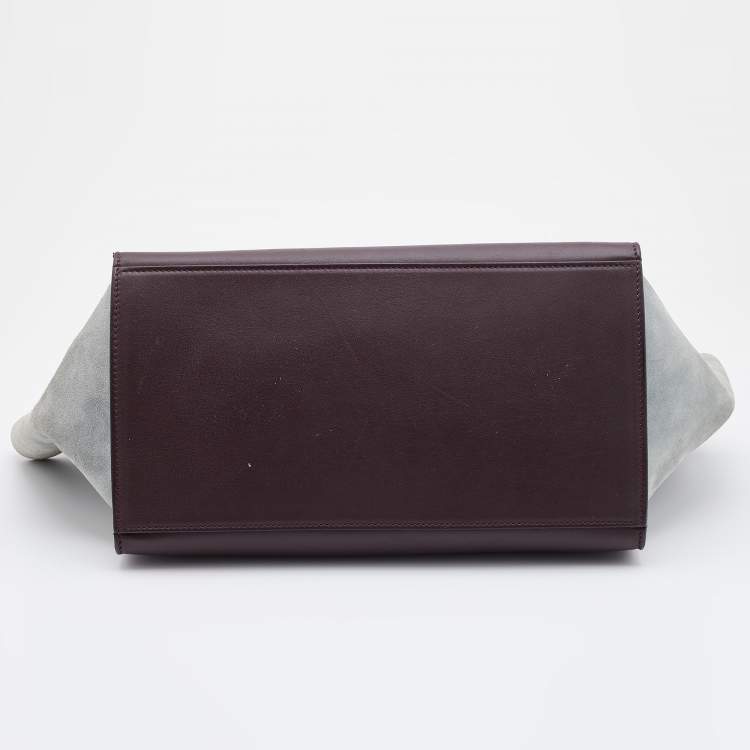 Pre Owned Celine Multicolor Leather and Suede Medium Trapeze Top Handle Bag