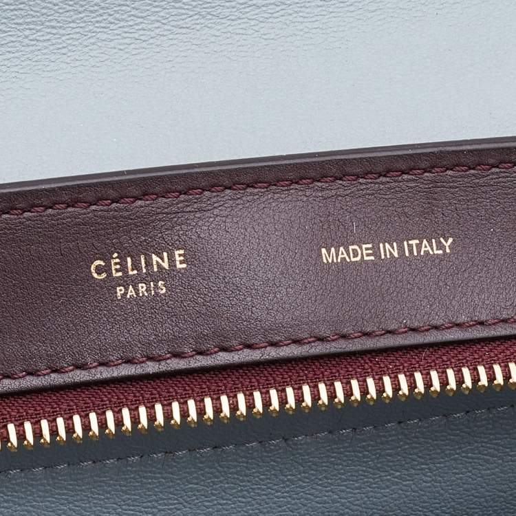 Pre Owned Celine Multicolor Leather and Suede Medium Trapeze Top Handle Bag