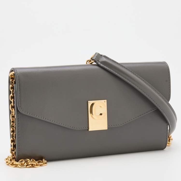 Pre Owned Celine Grey Leather C Wallet On Chain