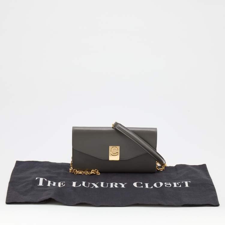 Pre Owned Celine Grey Leather C Wallet On Chain