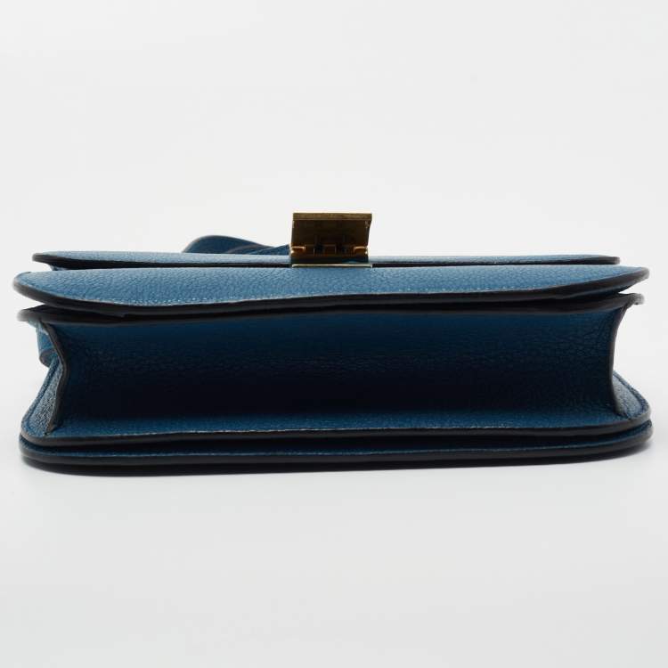 Pre Owned Celine Blue Leather Medium Classic Box Shoulder Bag 