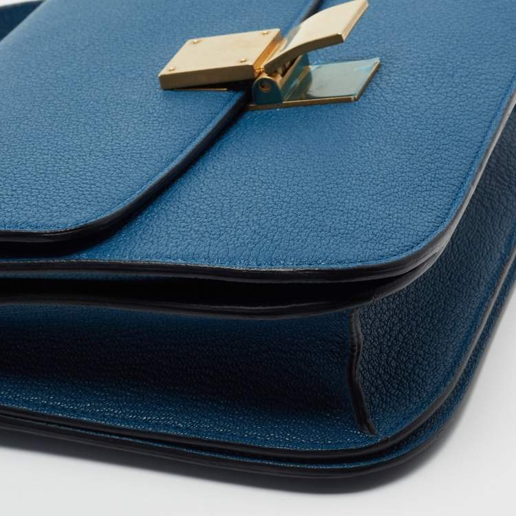 Pre Owned Celine Blue Leather Medium Classic Box Shoulder Bag 