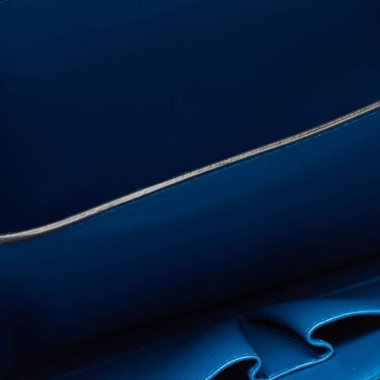 Pre Owned Celine Blue Leather Medium Classic Box Shoulder Bag 