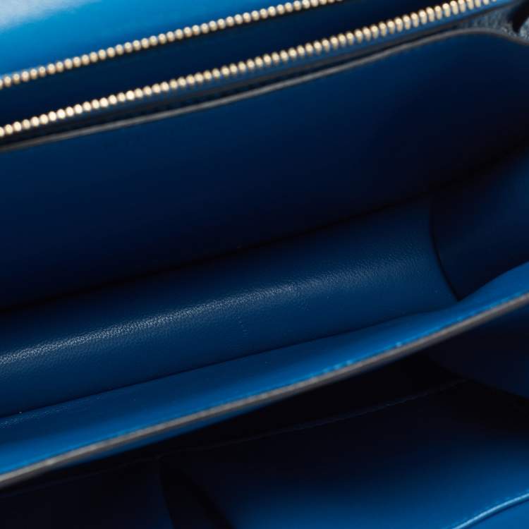 Pre Owned Celine Blue Leather Medium Classic Box Shoulder Bag 