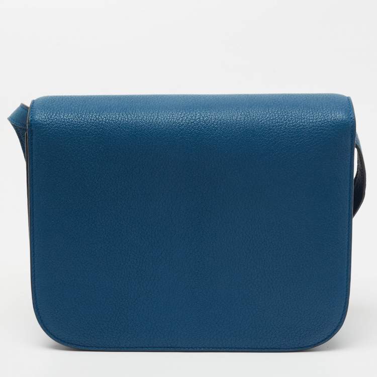 Pre Owned Celine Blue Leather Medium Classic Box Shoulder Bag 