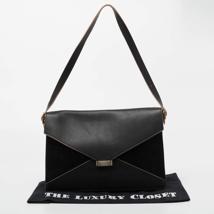 Pre Owned Celine Black Suede and Leather Diamond Clutch