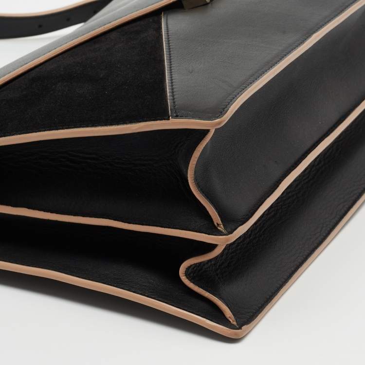 Pre Owned Celine Black Suede and Leather Diamond Clutch