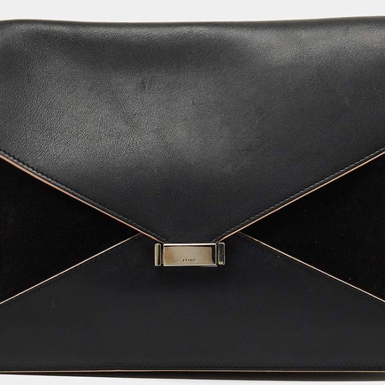 Pre Owned Celine Black Suede and Leather Diamond Clutch