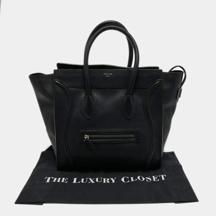 Pre Owned Celine Black Leather Small Luggage Tote
