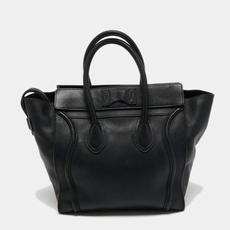 Pre Owned Celine Black Leather Small Luggage Tote