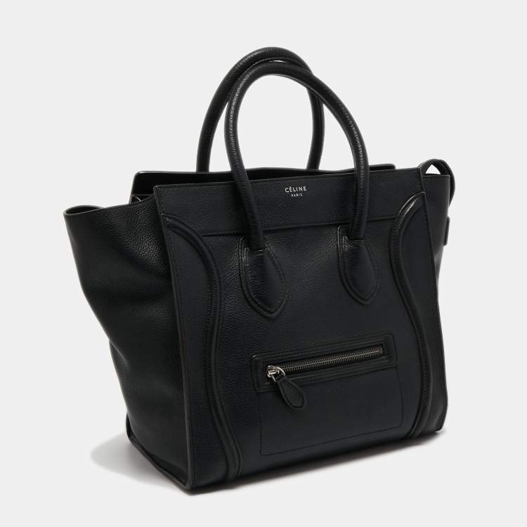 Pre Owned Celine Black Leather Small Luggage Tote