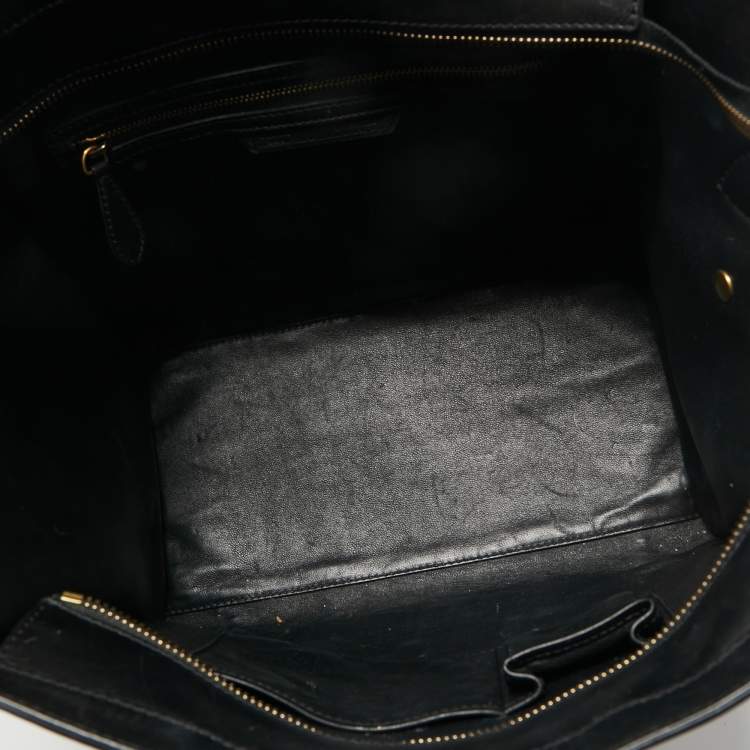 Pre Owned Celine Black/Green Python and Leather Mini Luggage Tote
