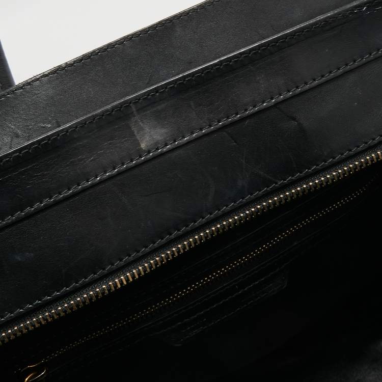 Pre Owned Celine Black/Green Python and Leather Mini Luggage Tote