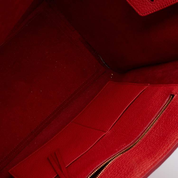 Pre Owned Celine Orange Leather Small Tie Tote