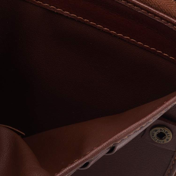 Pre Owned Celine Blue Macadam Denim and Leather Zip Around Compact Wallet