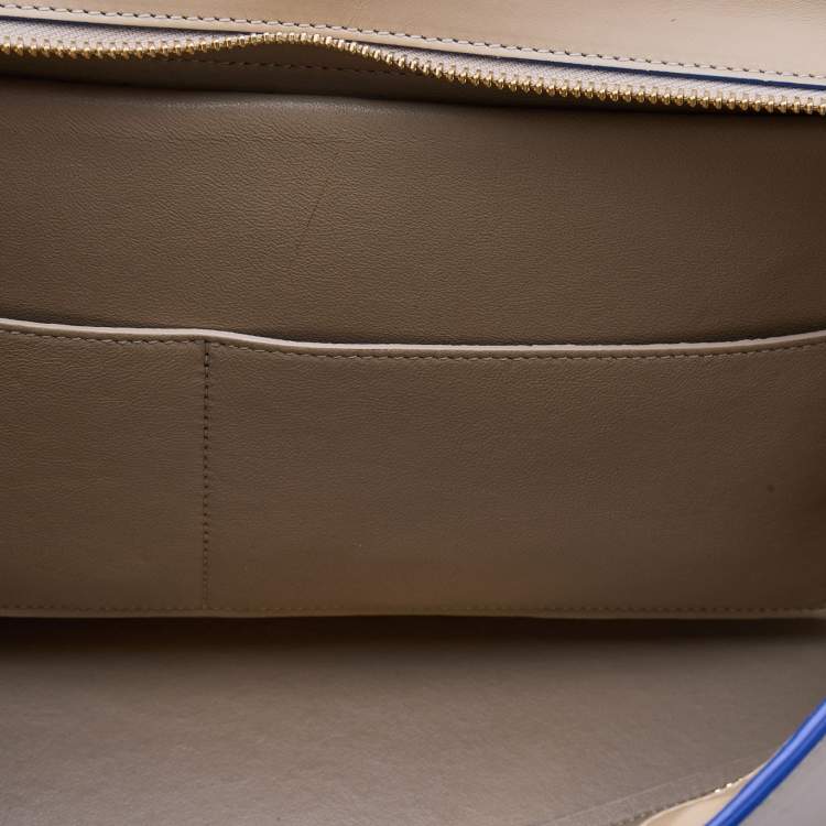 Pre Owned Celine Beige/Blue Leather Small Trapeze Top Handle Bag