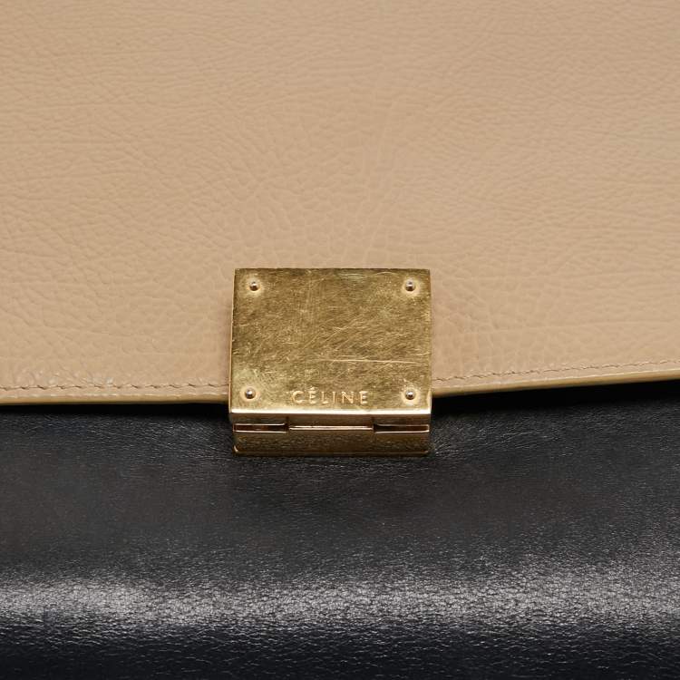 Pre Owned Celine Tricolor Leather and Suede Medium Trapeze Bag,