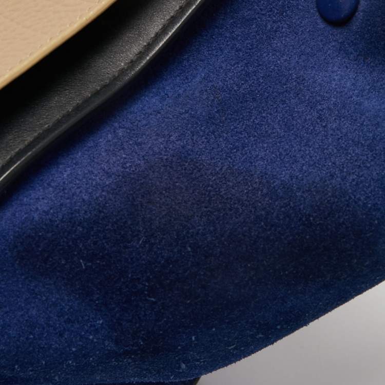 Pre Owned Celine Tricolor Leather and Suede Medium Trapeze Bag,