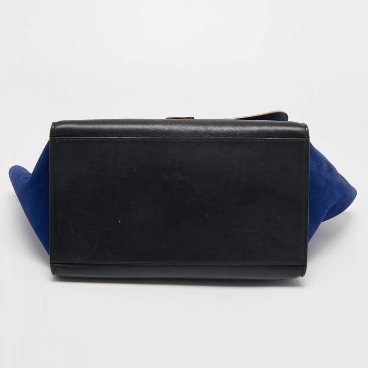 Pre Owned Celine Tricolor Leather and Suede Medium Trapeze Bag,