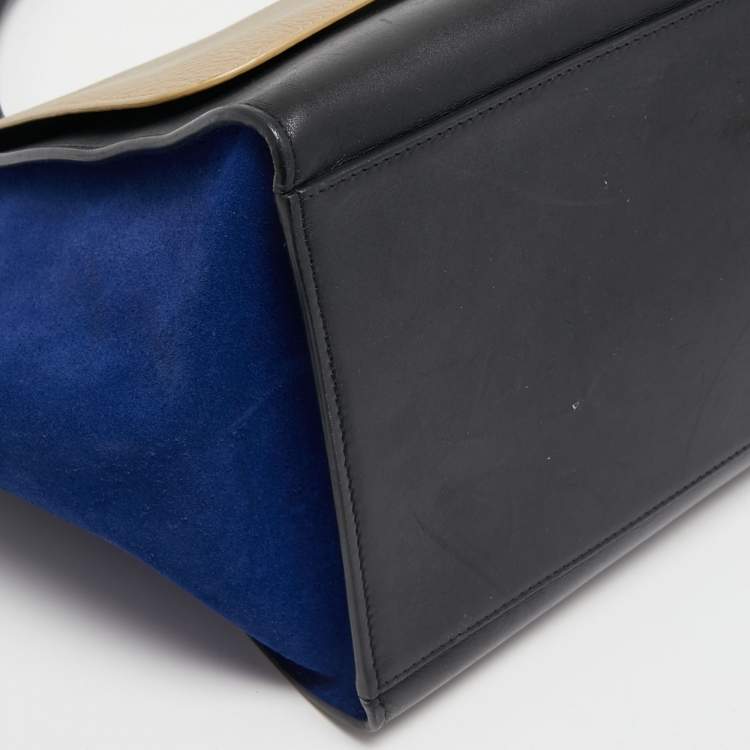 Pre Owned Celine Tricolor Leather and Suede Medium Trapeze Bag,