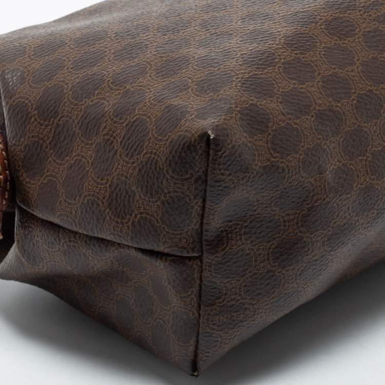 Pre Owned Celine Brown Macadam Coated Canvas and Leather Pouch