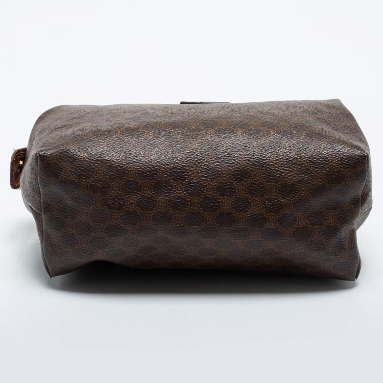 Pre Owned Celine Brown Macadam Coated Canvas and Leather Pouch