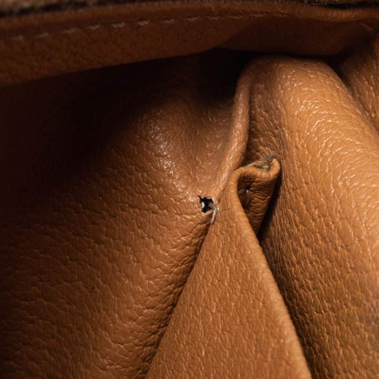 Pre Owned Celine Brown Macadam Coated Canvas and Leather Pouch