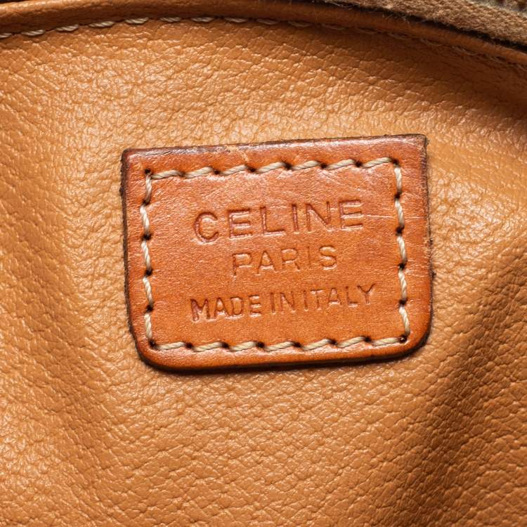 Pre Owned Celine Brown Macadam Coated Canvas and Leather Pouch
