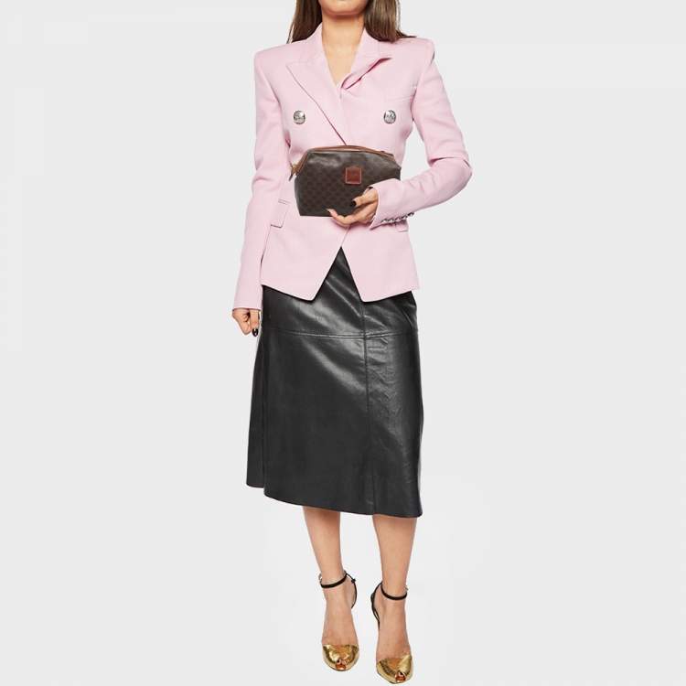 Pre Owned Celine Brown Macadam Coated Canvas and Leather Pouch