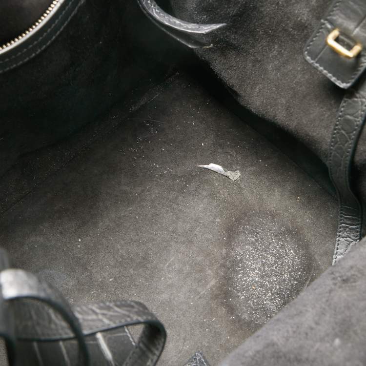 Pre Owned Celine Black Croc Embossed Leather Medium Phantom Luggage Tote