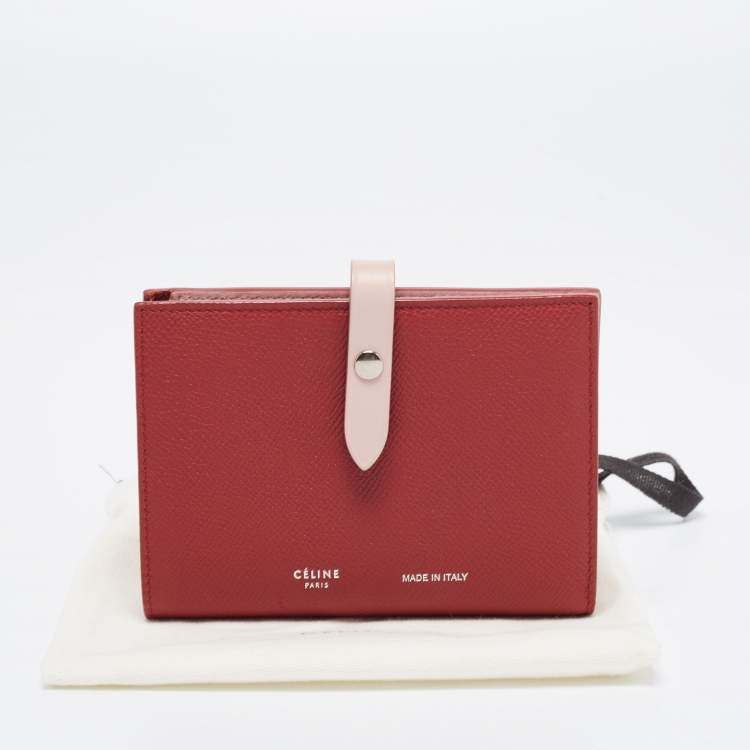 Pre Owned Celine Brown Leather Medium Multifunction Strap Bifold Wallet