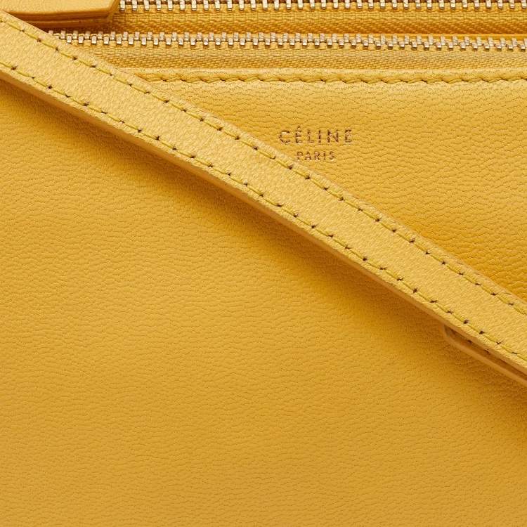 Pre Owned Celine Yellow Leather Trio Crossbody Bag