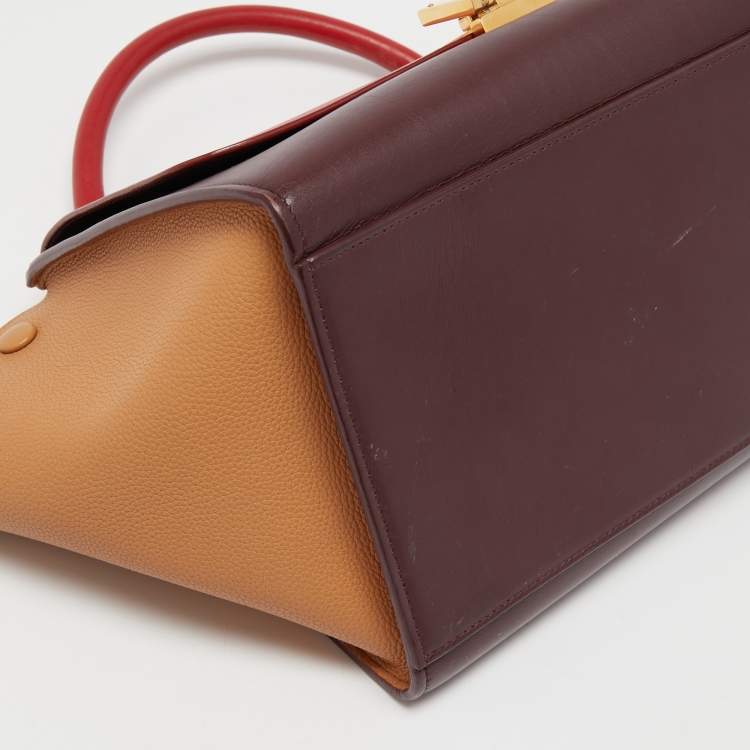Pre Owned Celine Tricolor Leather Medium Trapeze Top Handle Bag