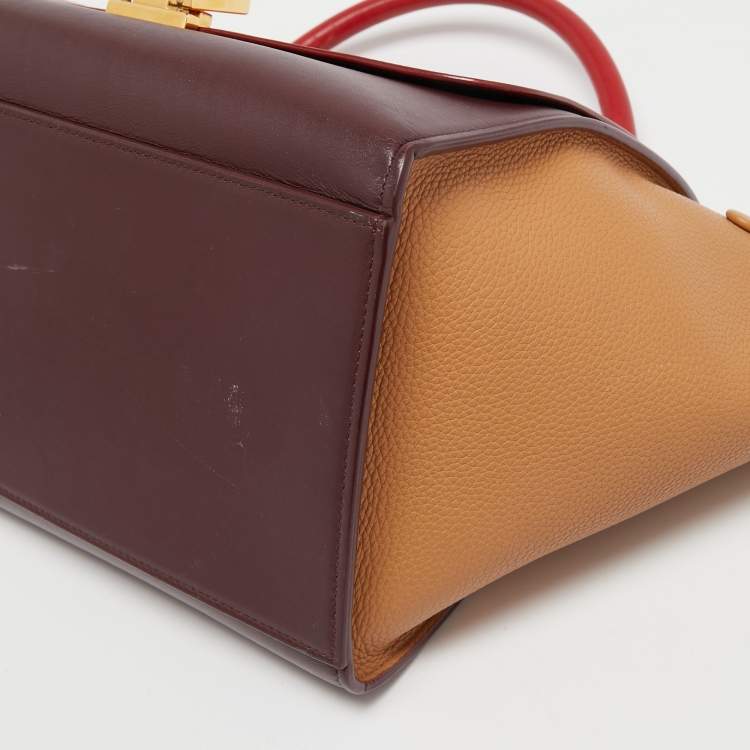 Pre Owned Celine Tricolor Leather Medium Trapeze Top Handle Bag