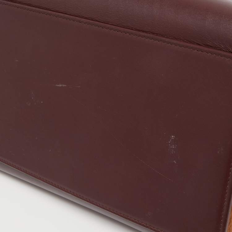 Pre Owned Celine Tricolor Leather Medium Trapeze Top Handle Bag