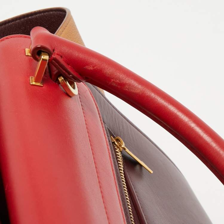 Pre Owned Celine Tricolor Leather Medium Trapeze Top Handle Bag