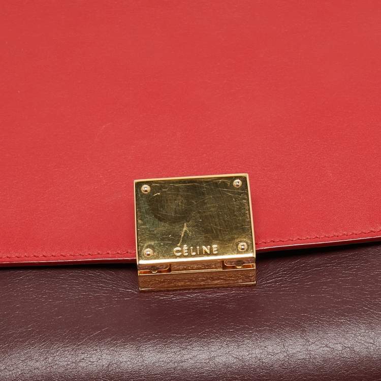 Pre Owned Celine Tricolor Leather Medium Trapeze Top Handle Bag